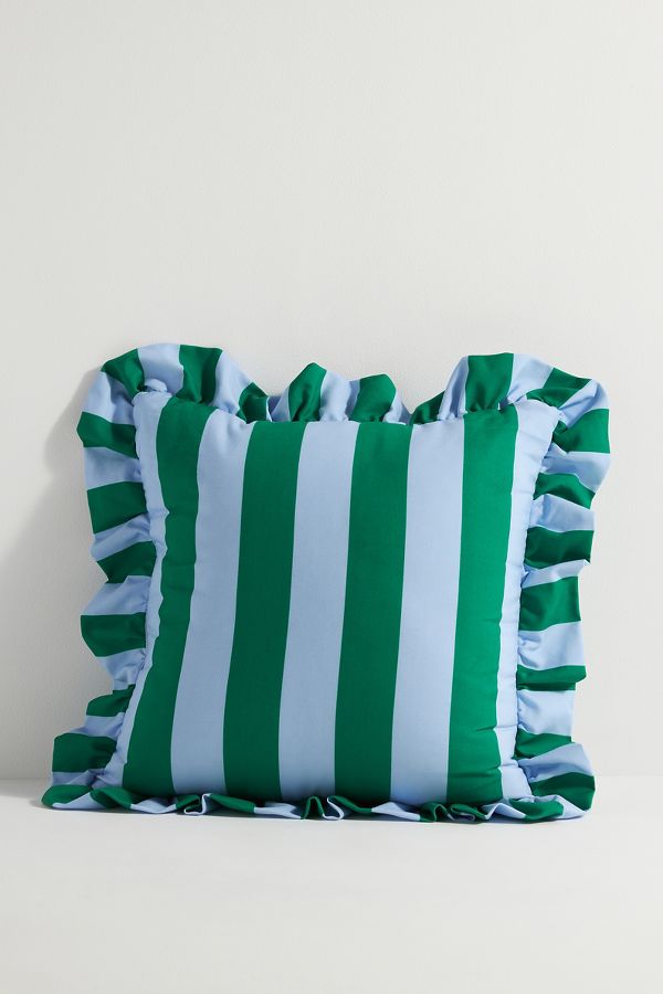 Slide View: 1: Maeve by Anthropologie Striped Ruffle Indoor/Outdoor Pillow