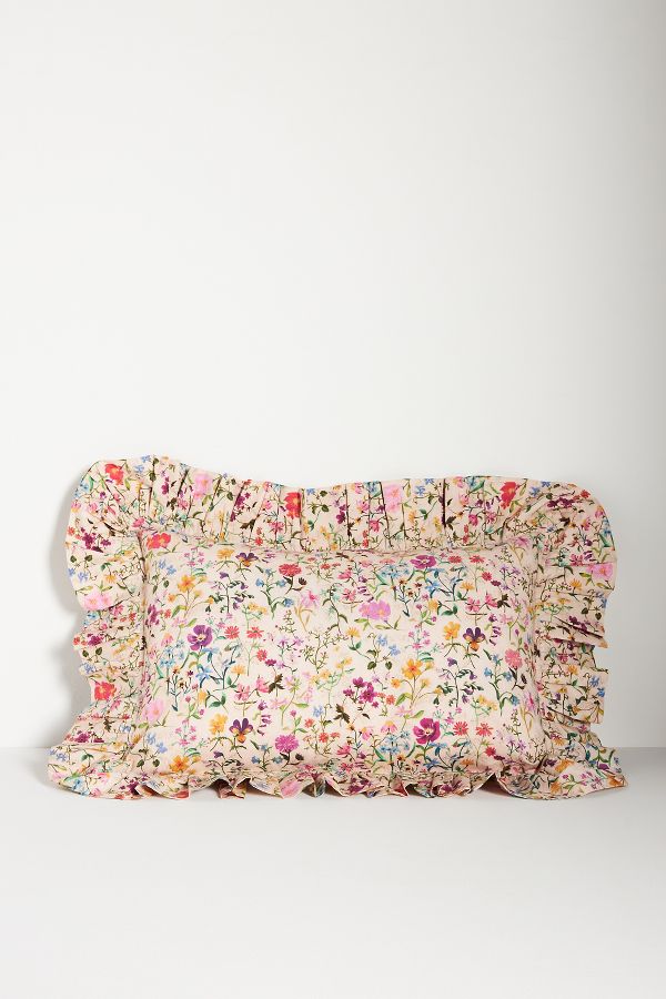 Slide View: 1: Coco & Wolf Silk Ruffle Cushion Cover