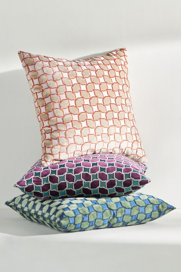 Slide View: 2: Gracen Geometric Velvet Pillow