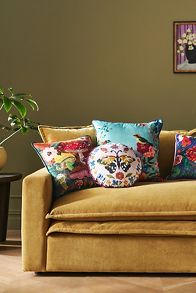 Slide View: 1: Nathalie Lete Embroidered Velvet Pillow