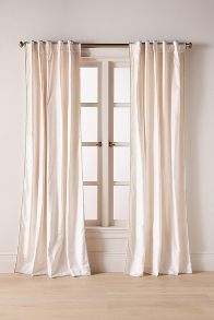 Slide View: 1: Adelina Piped Velvet Woven Curtain