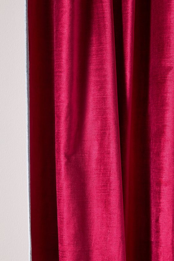 Slide View: 2: Adelina Piped Velvet Woven Curtain