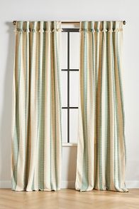 Slide View: 1: Pieced Stripe Cotton Blend Woven Curtain