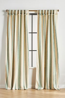 Pieced Stripe Cotton Blend Woven Curtain