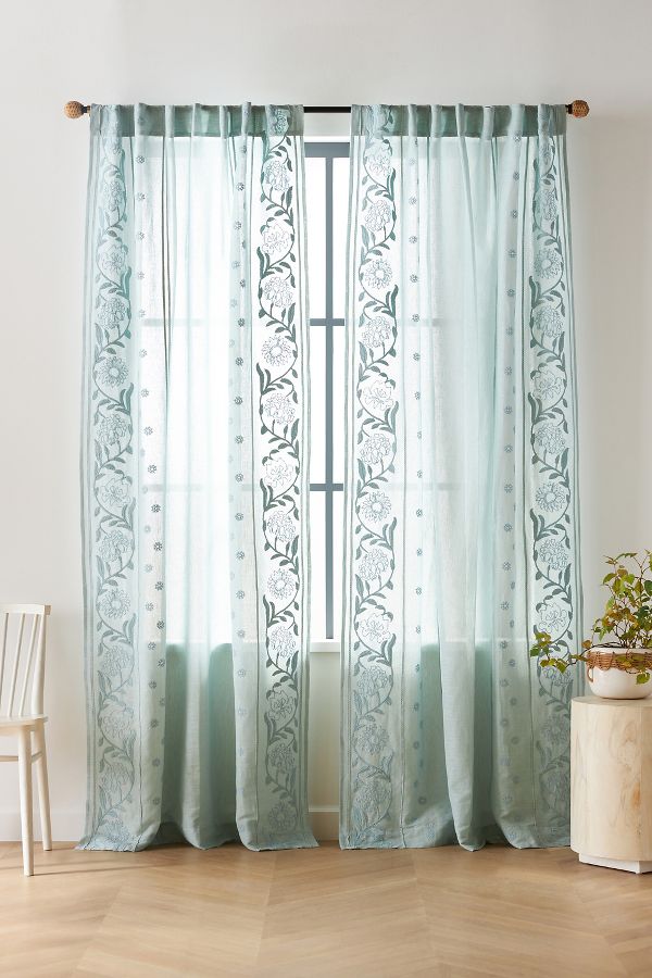 Slide View: 2: Embroidered Manette Curtain