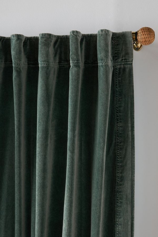 Slide View: 3: Trova Washed Velvet Curtain