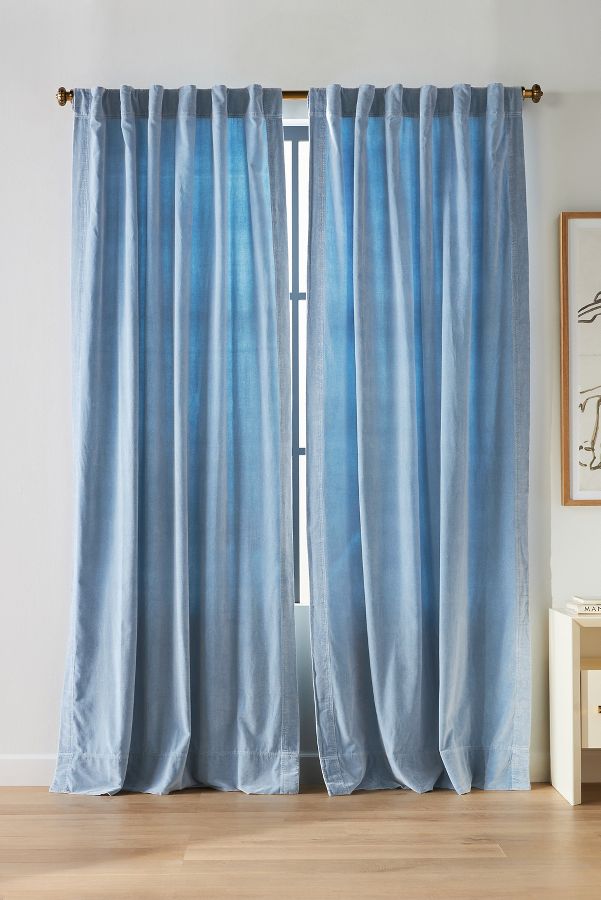 Slide View: 1: Trova Washed Velvet Curtain