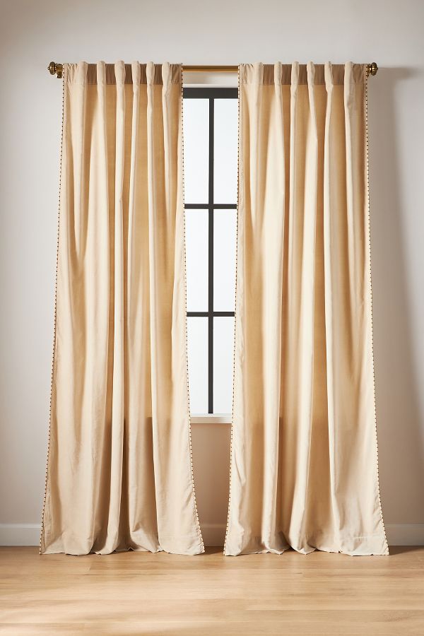 Slide View: 1: Milo Piped Velvet Curtain