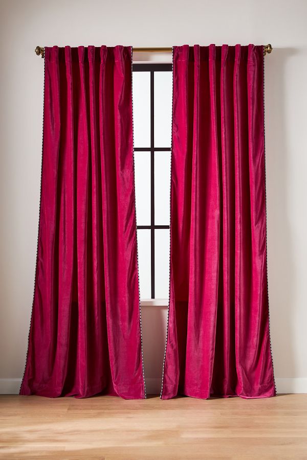 Slide View: 1: Milo Piped Velvet Curtain