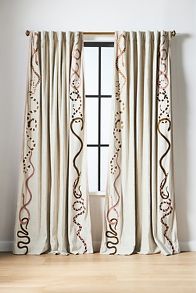 Slide View: 1: Marwa Embroidered Snakes Curtain