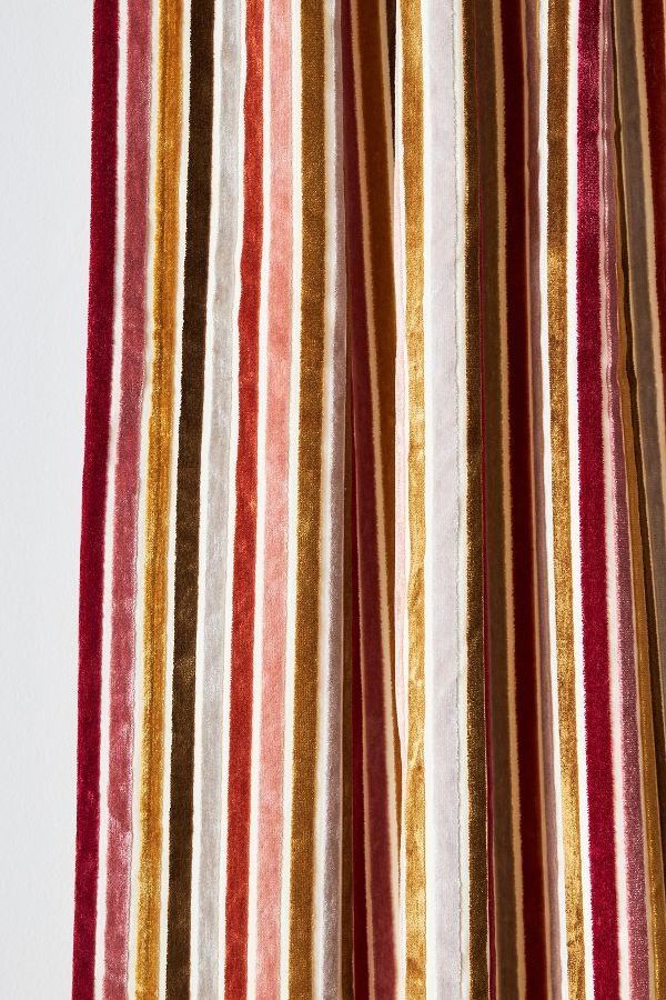 Slide View: 2: Striped Velvet Woven Curtain