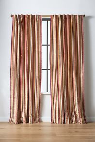 Slide View: 1: Striped Velvet Woven Curtain