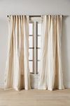 Thumbnail View 1: Amande Linen Cotton Curtain With Striped Trim