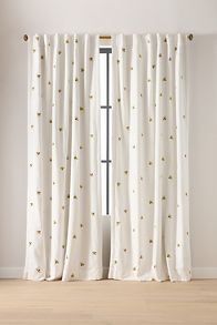 Slide View: 1: Abeille Embroidered Bee Cotton-Blend Blackout Curtain