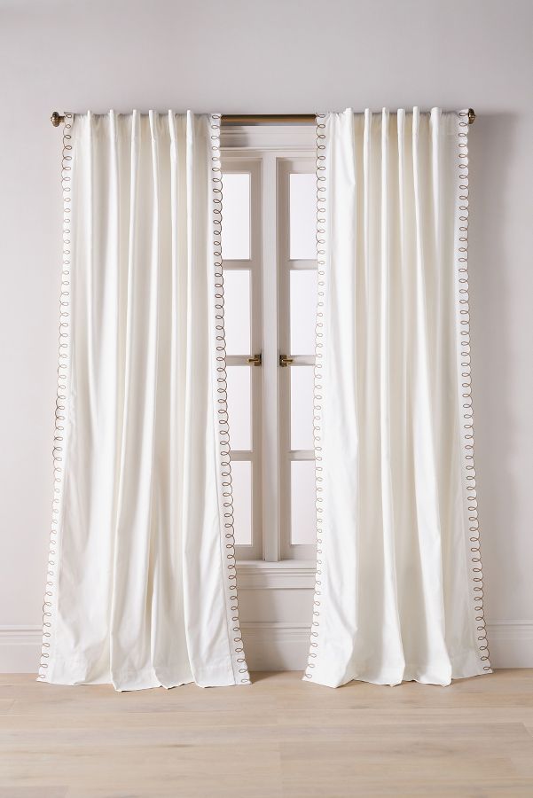 Slide View: 1: Maeve by Anthropologie Loop Embroidered Cotton Curtain