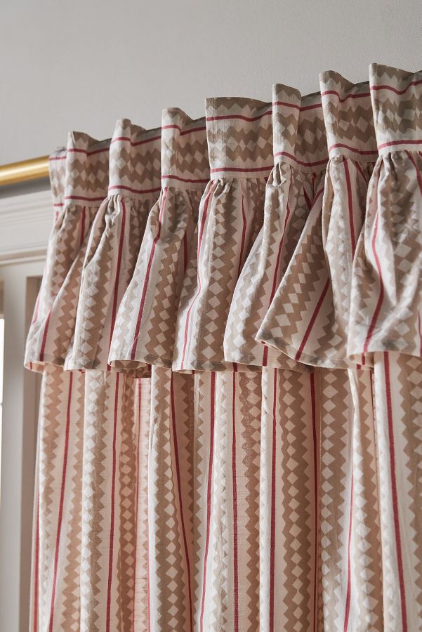 Slide View: 2: Cotton Printed Stripe Valence Curtain