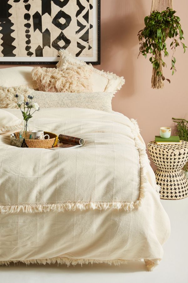 Fringed Matelasse Duvet Cover Anthropologie Uk