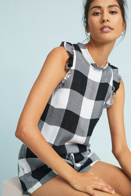 anthropologie gingham jumpsuit