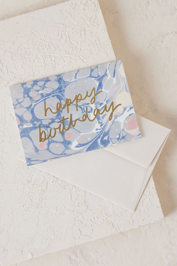 Slide View: 1: Wanderlust Paper Co. Blue Marble Birthday Card