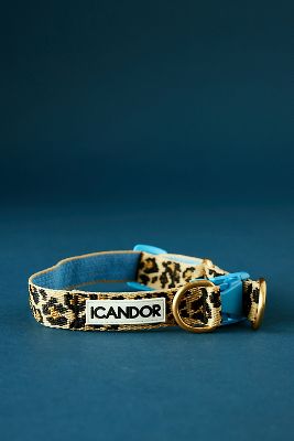 iCANDOR Leopard Print Gentle Dual-Ring Dog Collar