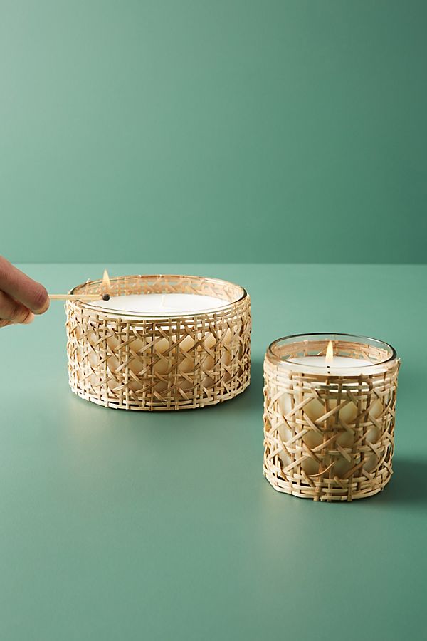 Slide View: 2: Woven Rattan Candle