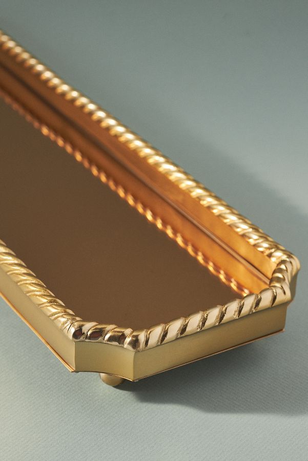 Slide View: 3: Livy Gold Metal Mirrored Bar Tray