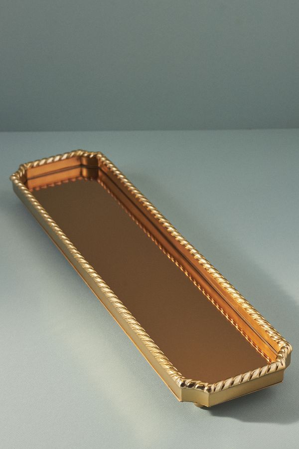 Slide View: 1: Livy Gold Metal Mirrored Bar Tray