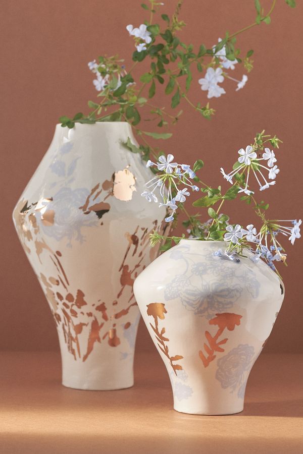 Vista diapositiva: 1: Vaso in Ceramica con Motivo Floreale Octavia