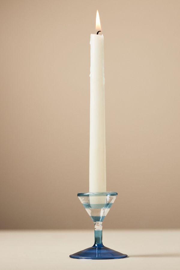 Slide View: 2: Eleanor Striped Glass Candle Holder