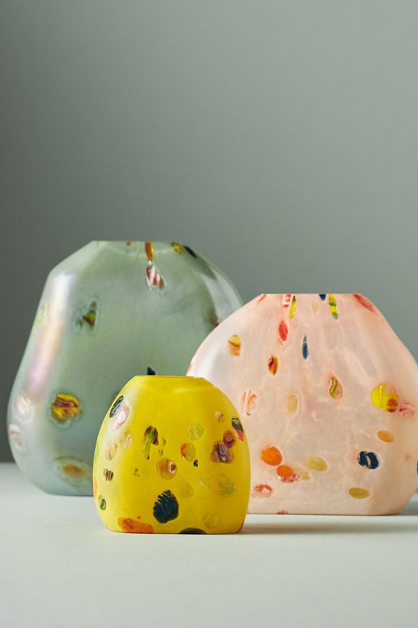 Slide View: 3: Handmade Speckled Art Glass Vase