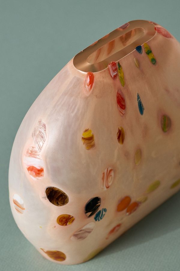 Slide View: 2: Handmade Speckled Art Glass Vase