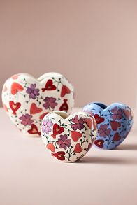 Slide View: 2: The Mud Fairy Blooming Hearts Stoneware Heart Vase