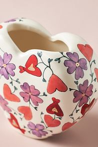 Slide View: 4: The Mud Fairy Blooming Hearts Stoneware Heart Vase