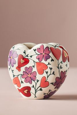 Il Vaso a Forma di Cuore in Gres Blooming Hearts di The Mud Fairy