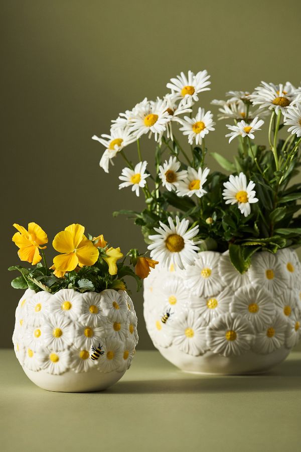 Slide View: 5: Foster Floral Stoneware Pot