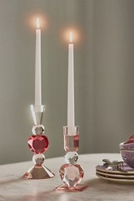 Slide View: 4: Heart Cut Glass Candle Holder