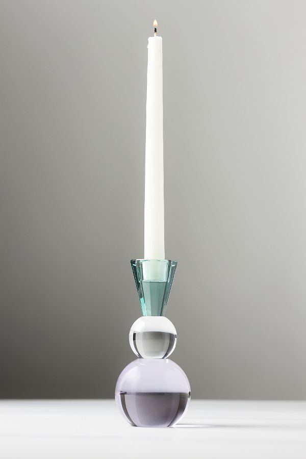 Slide View: 1: Cut Glass Candle Holder