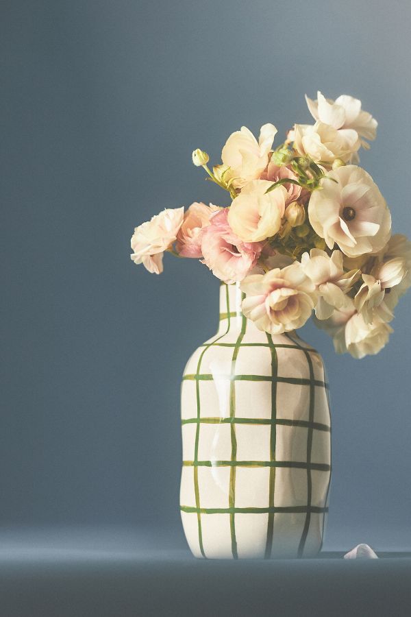 Slide View: 2: Green Checkered Vase