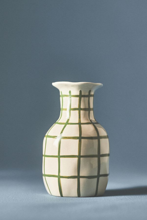 Slide View: 3: Green Checkered Vase