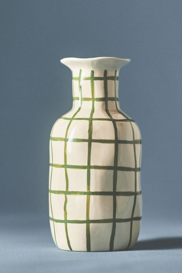 Slide View: 5: Green Checkered Vase