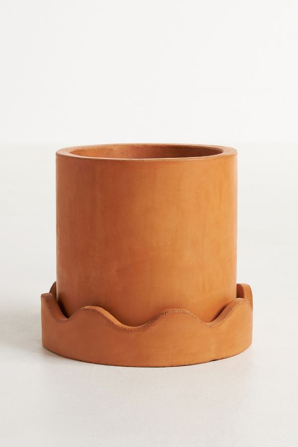 Slide View: 2: Scalloped Terracotta Pot