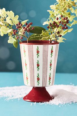 Holly Striped Stoneware Vase