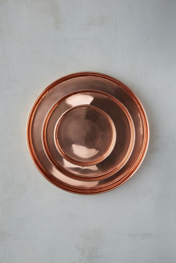 Slide View: 4: Habit & Form Solid Copper Circle Tray