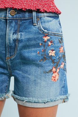 embroidered denim shorts