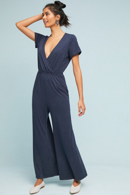 anthropologie navy jumpsuit