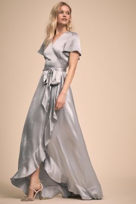 Celavie 6305 Silver Quarter Sleeves Lace Knee Length Wedding Guest