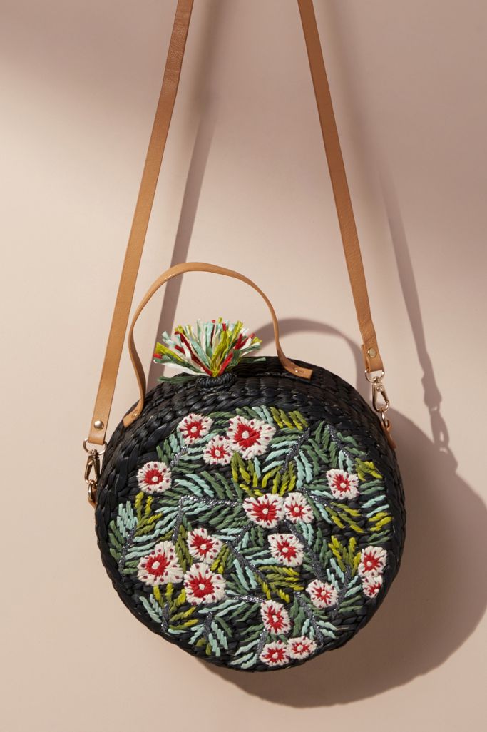 Blooming Raffia Crossbody Bag | Anthropologie