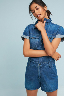 anthropologie denim romper