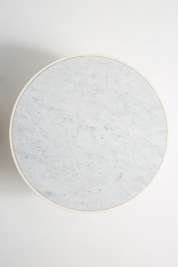 Bethan Gray Feather Collection Drum, Carrara Marble Drum Coffee Table