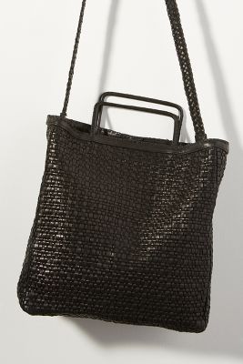 woven leather tote bag